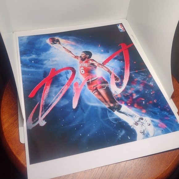NEW! JULIUS ERVING DR.J SIXERS 8.5x11 ULTRA GLOSSY OLD SCHOOL COLOR ART🏀POSTER! - Picture 3 of 7